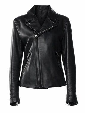 Leather Biker Jacket Dark Navy
